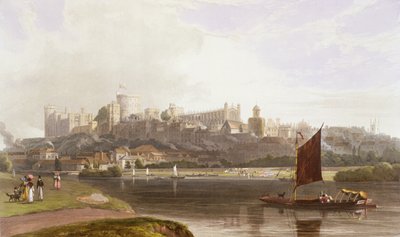Windsor Castle von der Flusswiese an der Themse, aus einer Sammlung von Ansichten von Windsor, Eton und Virginia Water, ca. 1827-30 von William Daniell